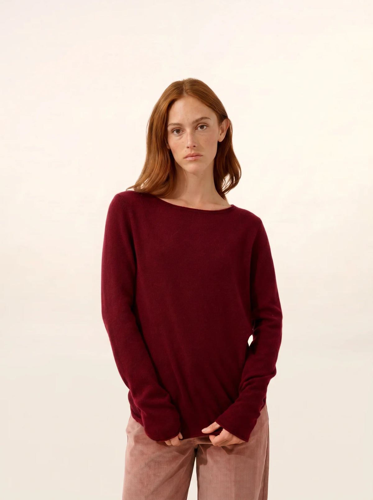 GRACE Pull Col Bateau Bordeaux