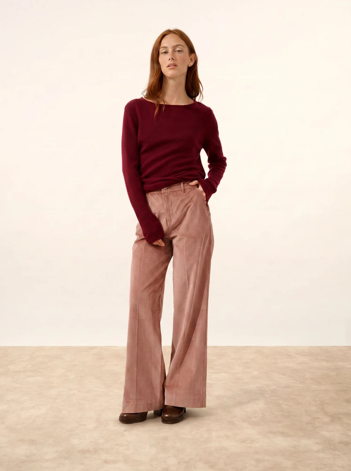 GRACE Pull Col Bateau Bordeaux