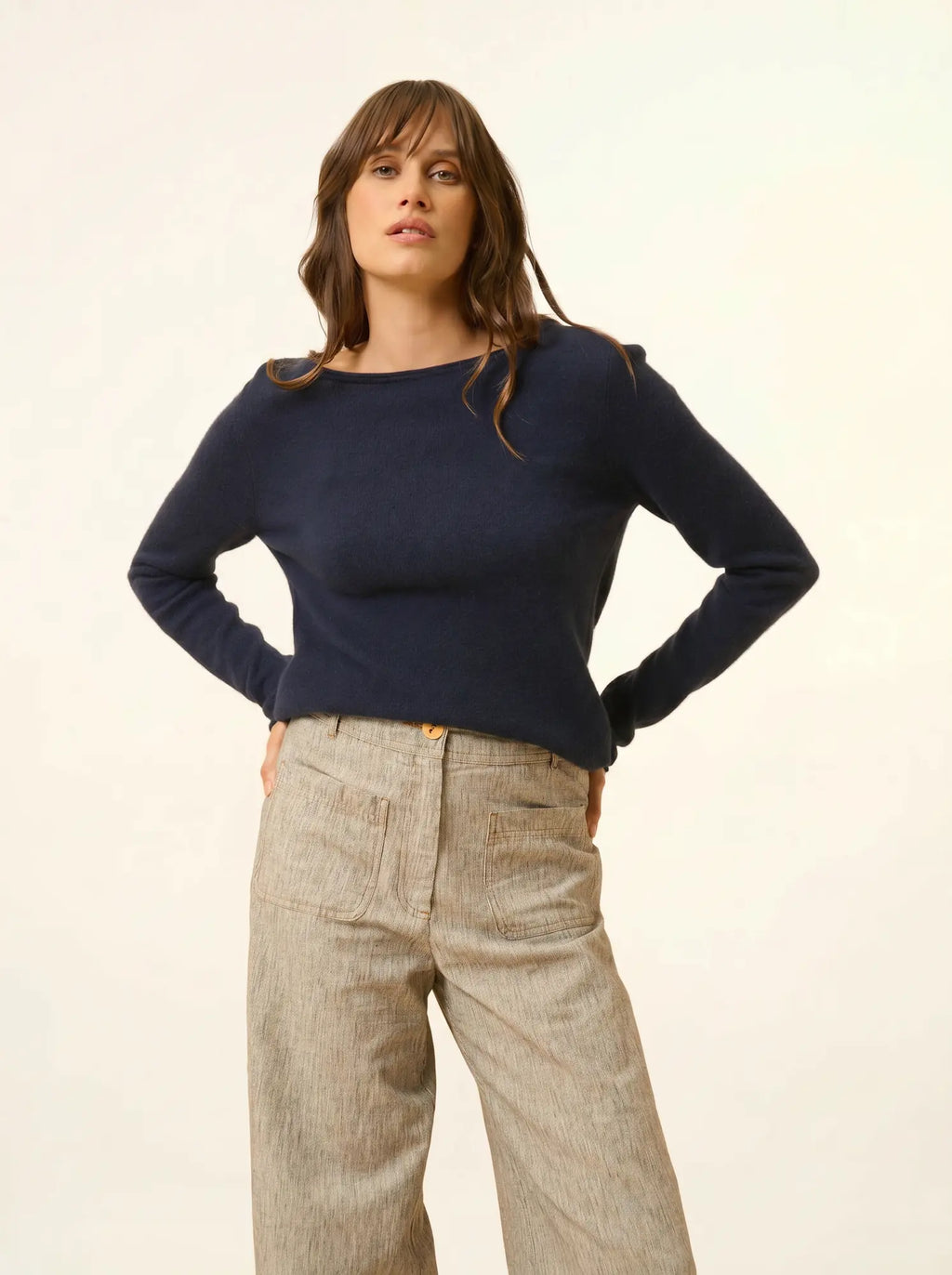 GRACE Pull Col Bateau Bleu Marine
