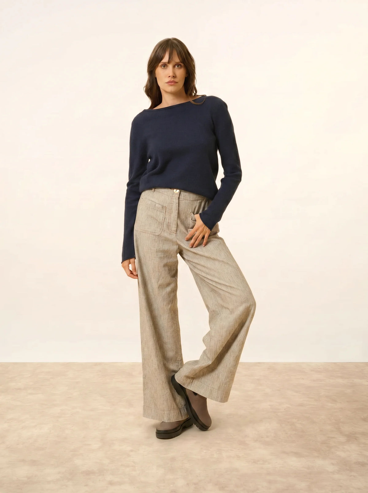 GRACE Pull Col Bateau Bleu Marine