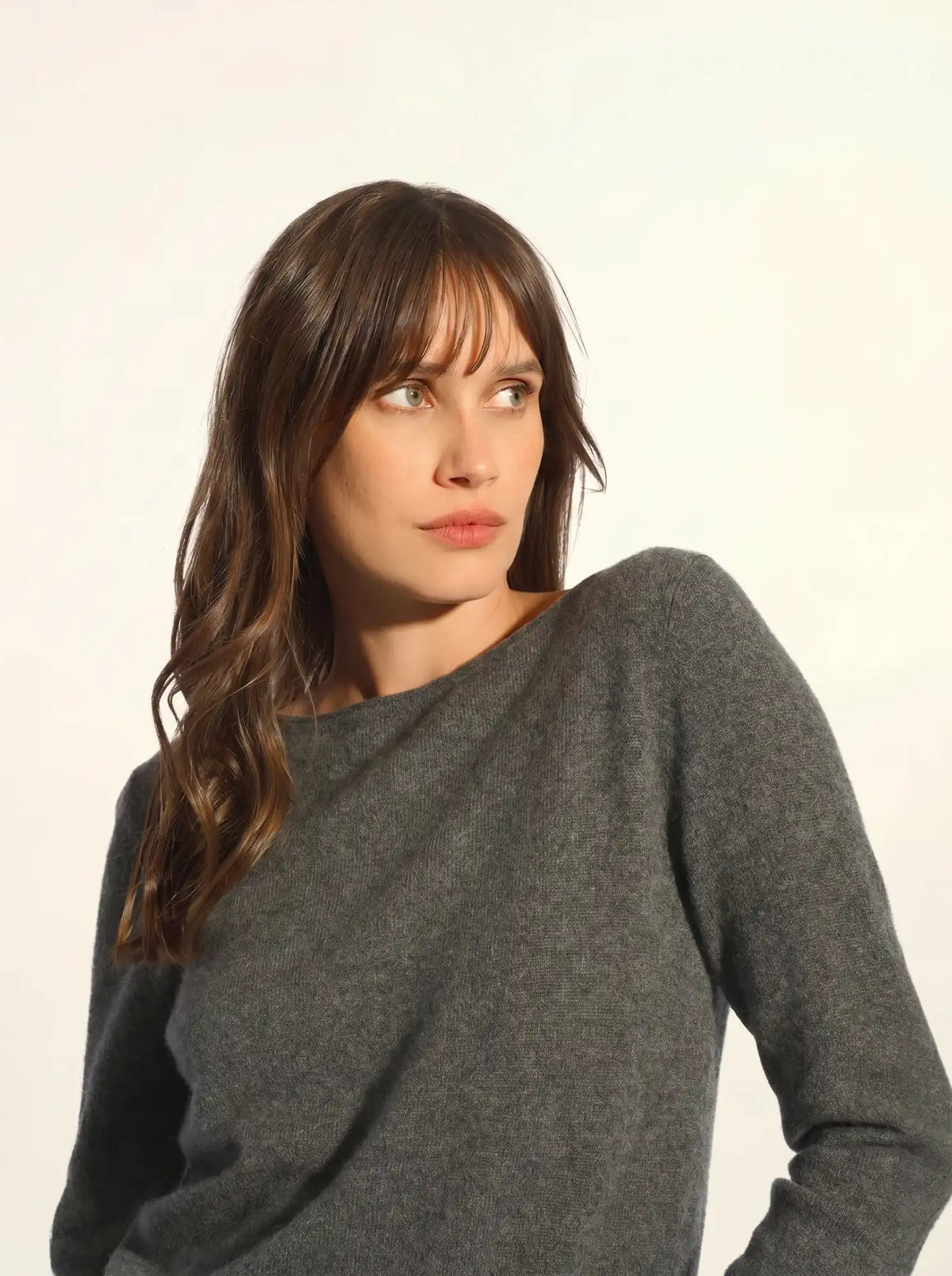 GRACE Pull Col Bateau Anthracite Chiné