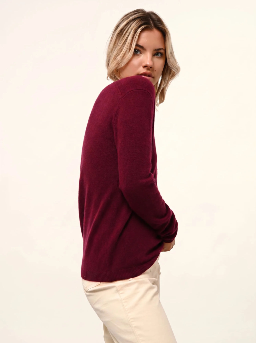 FIONA Pull Col Rond Bordeaux