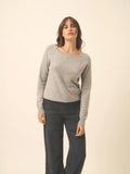 ABIGAILE Sweater Boat Neck Drop Back Heather Cloud