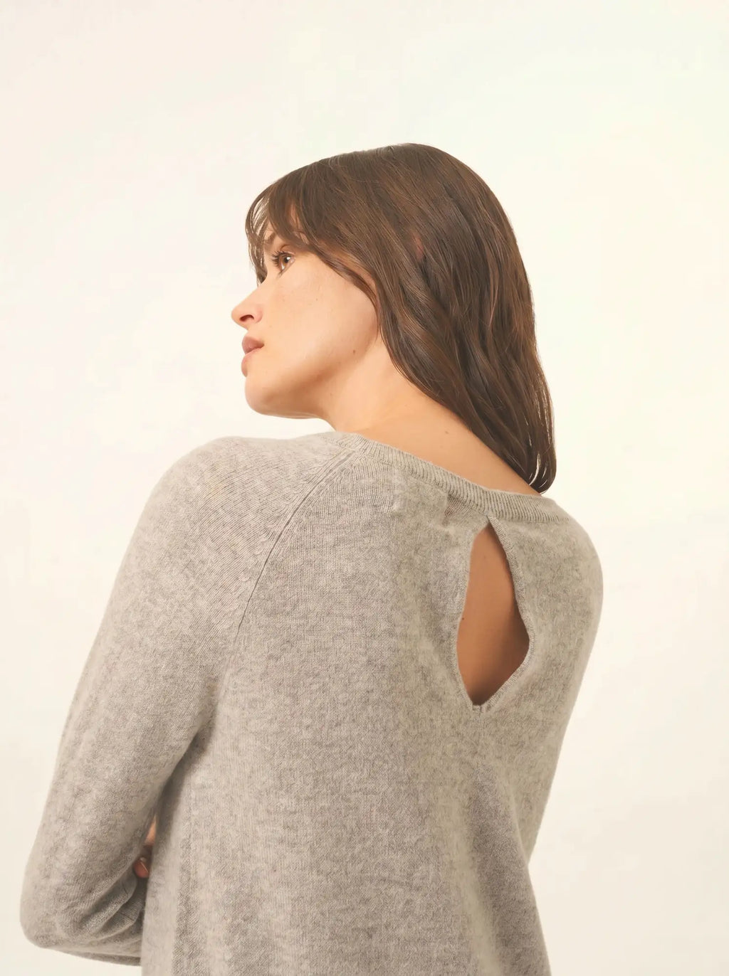 ABIGAILE Sweater Boat Neck Drop Back Heather Cloud