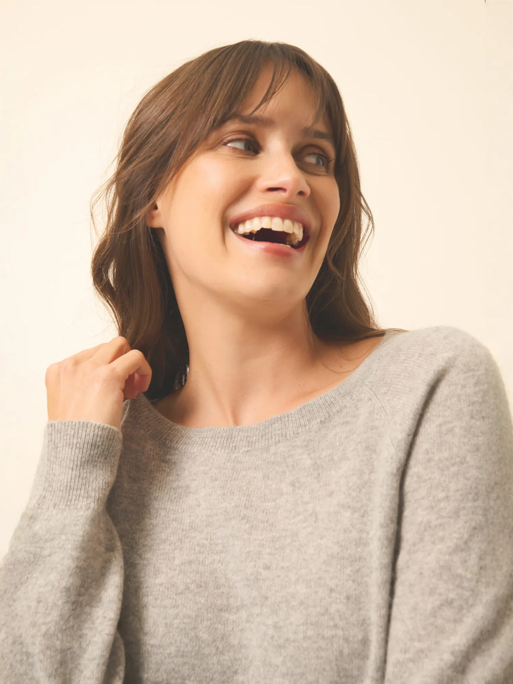 ABIGAILE Sweater Boat Neck Drop Back Heather Cloud