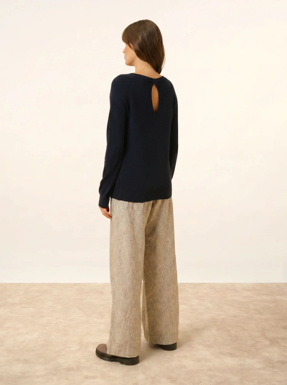 ABIGAILE Pull Col Bateau Goutte Dos Bleu Marine