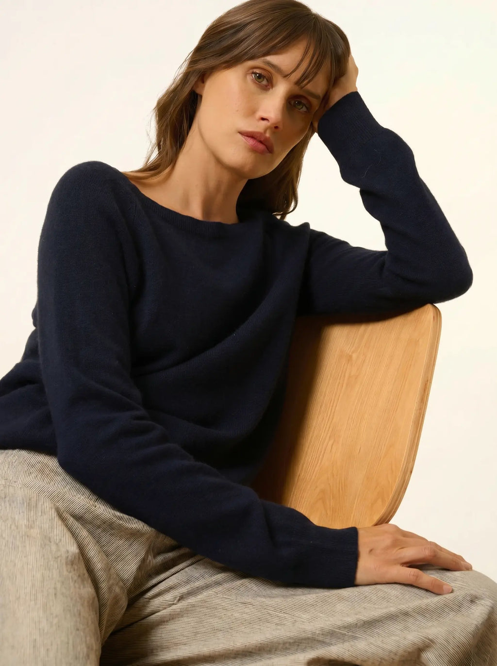 ABIGAILE Pull Col Bateau Goutte Dos Bleu Marine