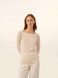 ABIGAILE Sweater Boat Neck Drop Back Ivory