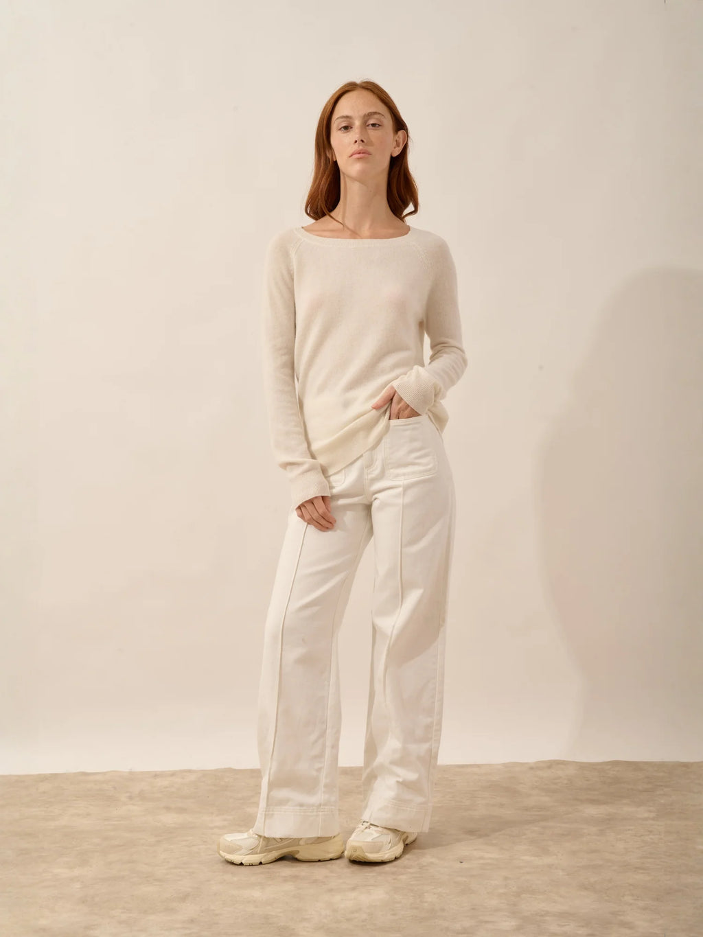 ABIGAILE Sweater Boat Neck Drop Back Ivory