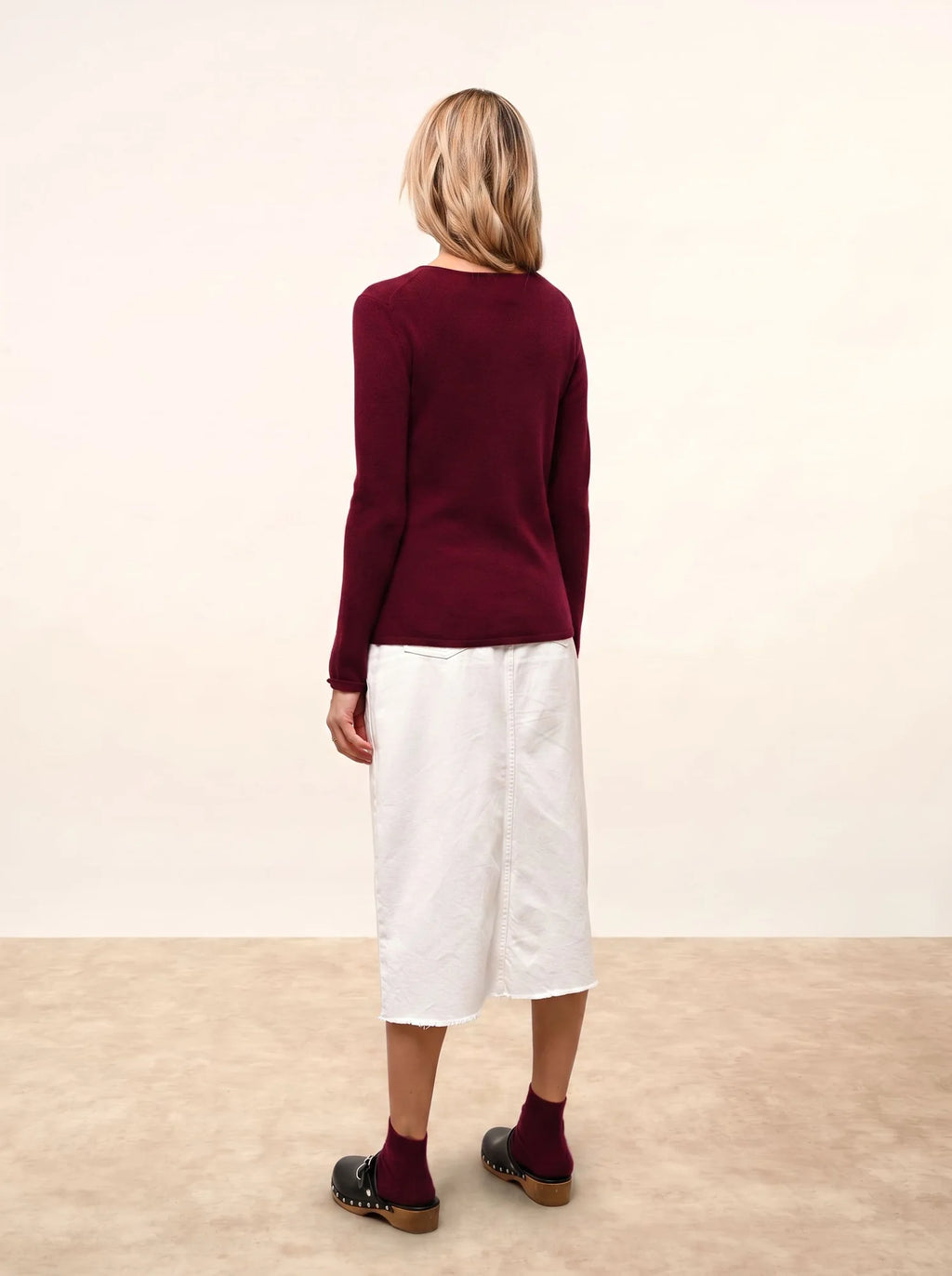 VIVIAN Pull Col Rond Bordeaux