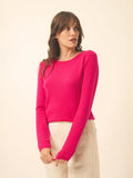 VIVIAN Pull Col Rond Fuchsia