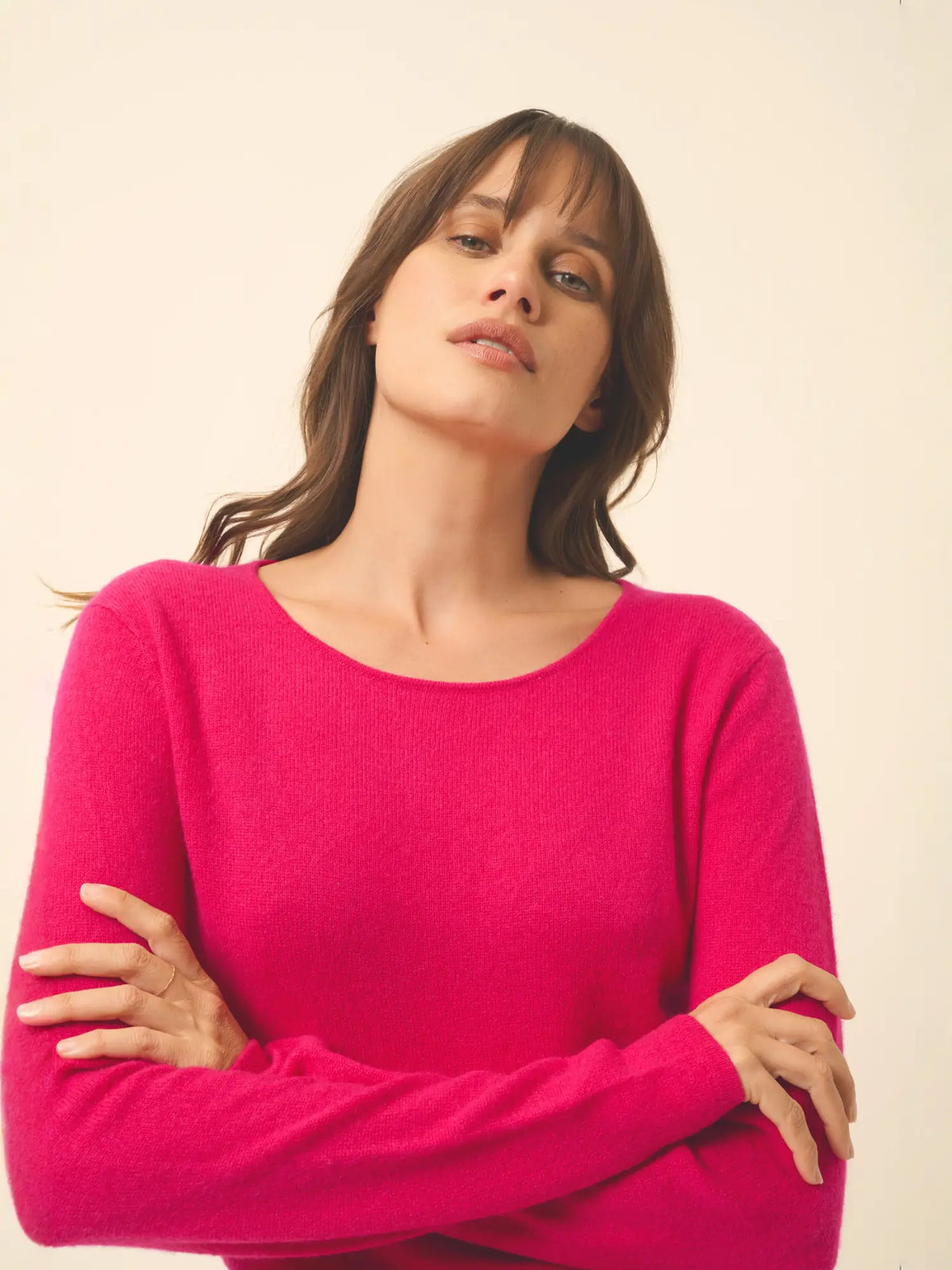 VIVIAN Pull Col Rond Fuchsia