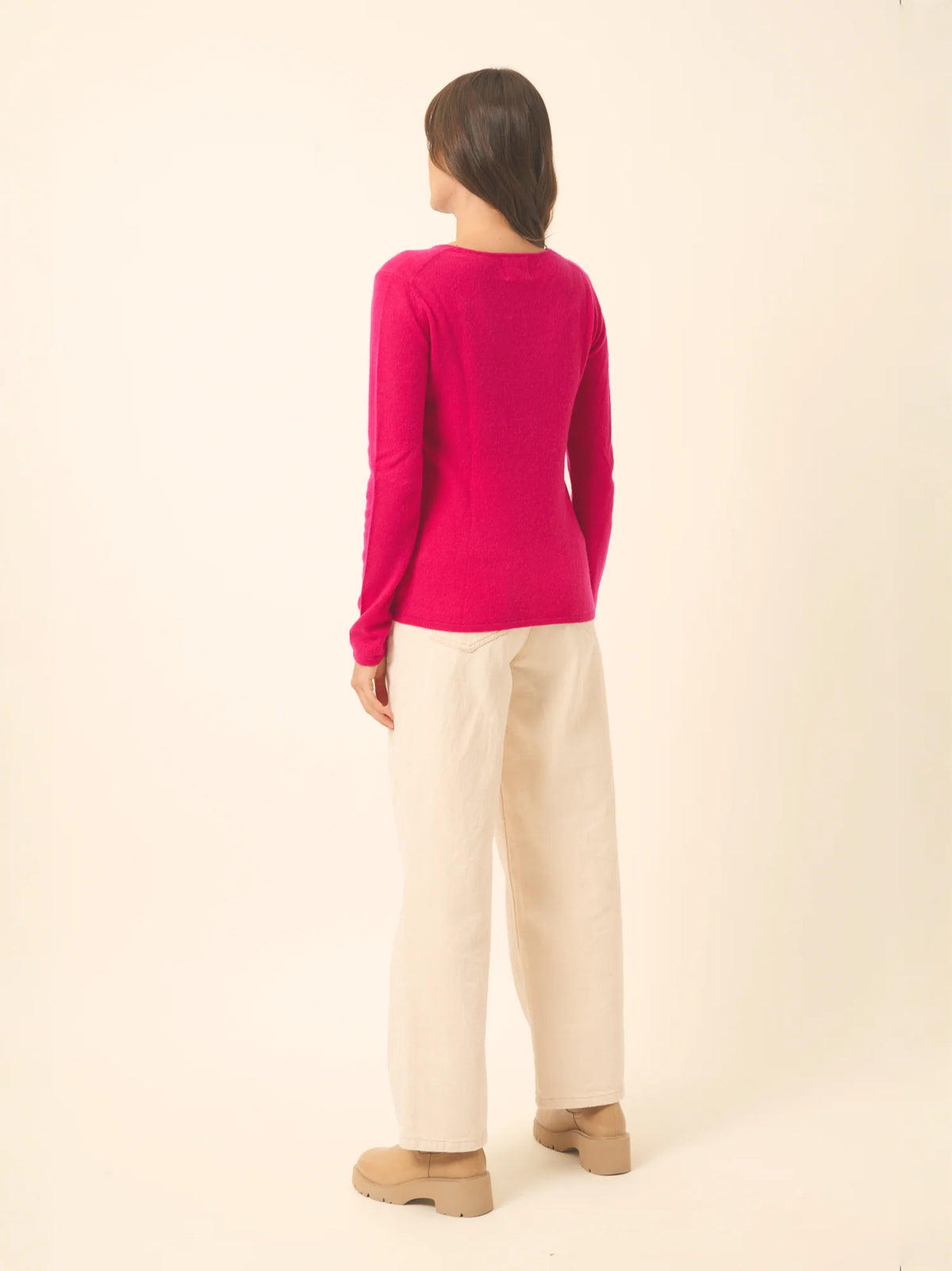 VIVIAN Pull Col Rond Fuchsia