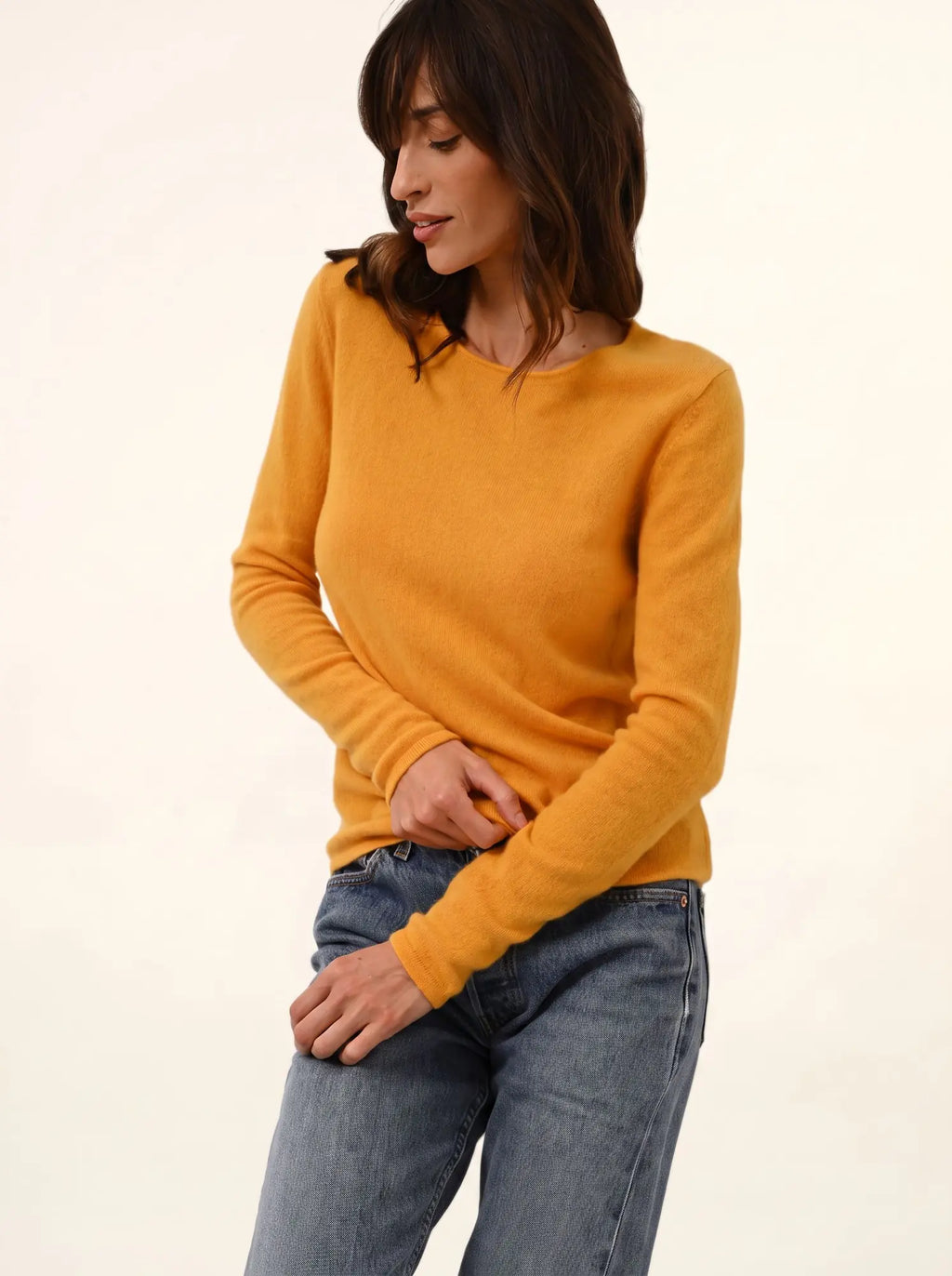 VIVIAN Pull Col Rond Curcuma