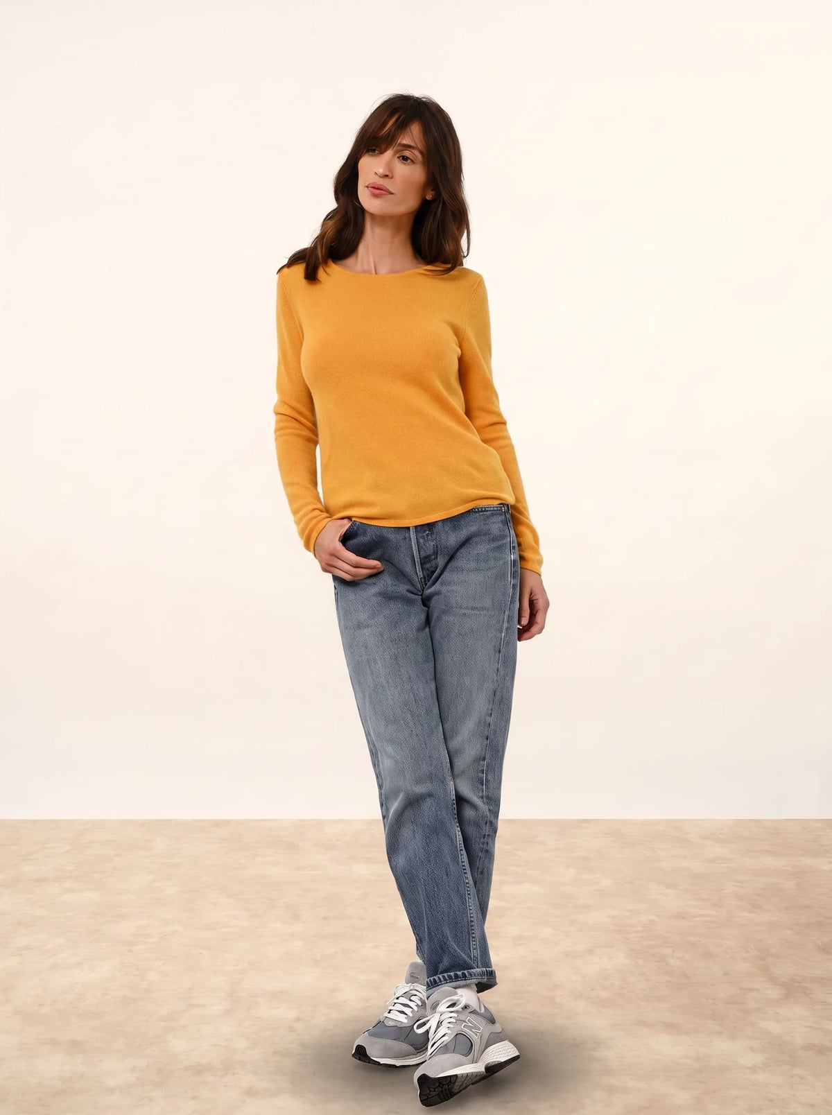 VIVIAN Pull Col Rond Curcuma