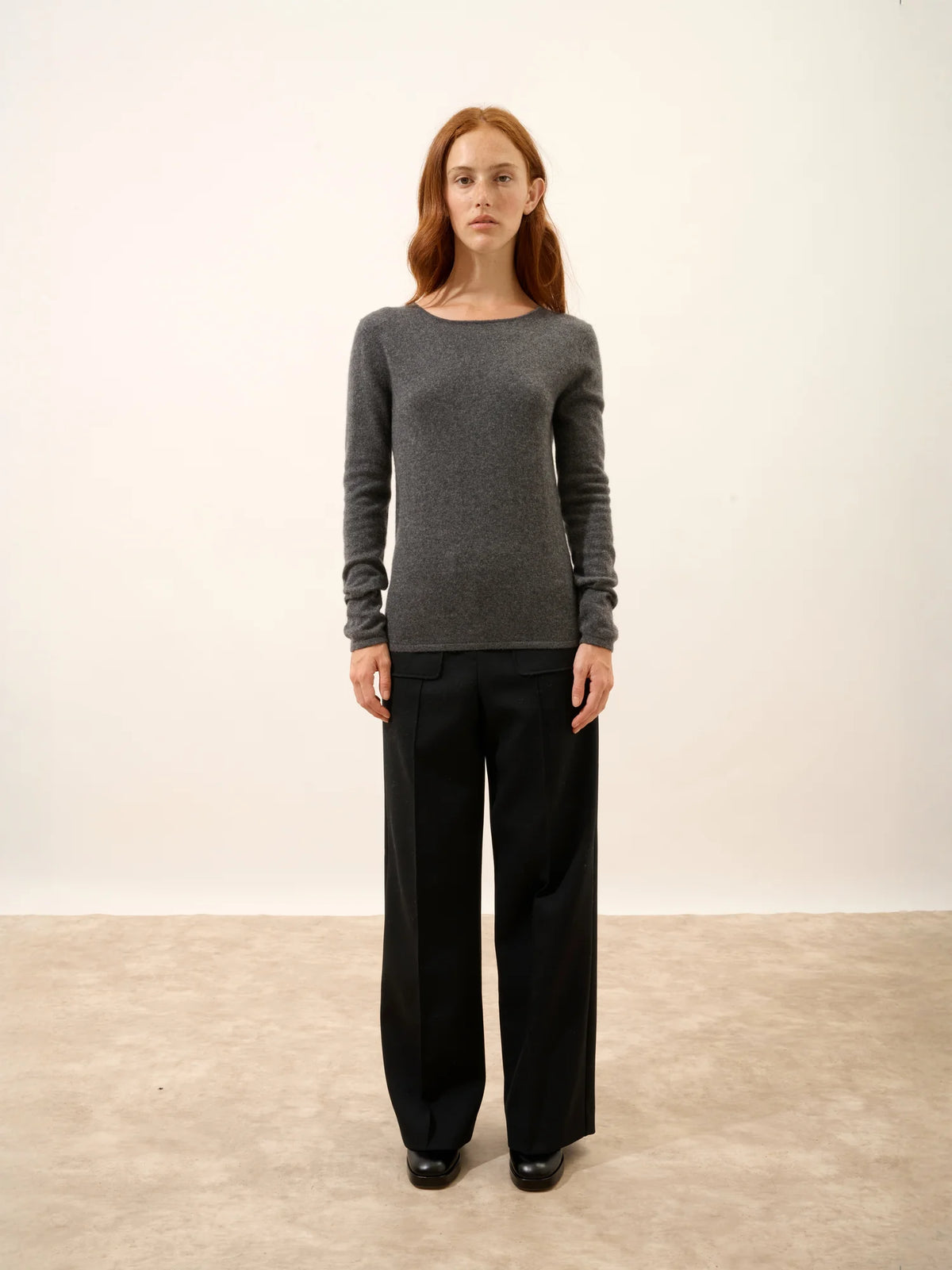 VIVIAN Pull Col Rond Anthracite Chiné