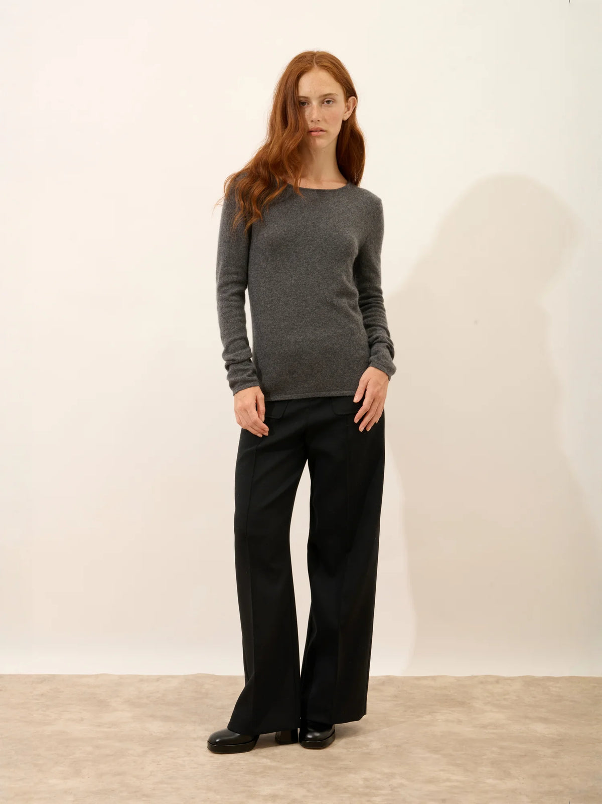 VIVIAN Pull Col Rond Anthracite Chiné