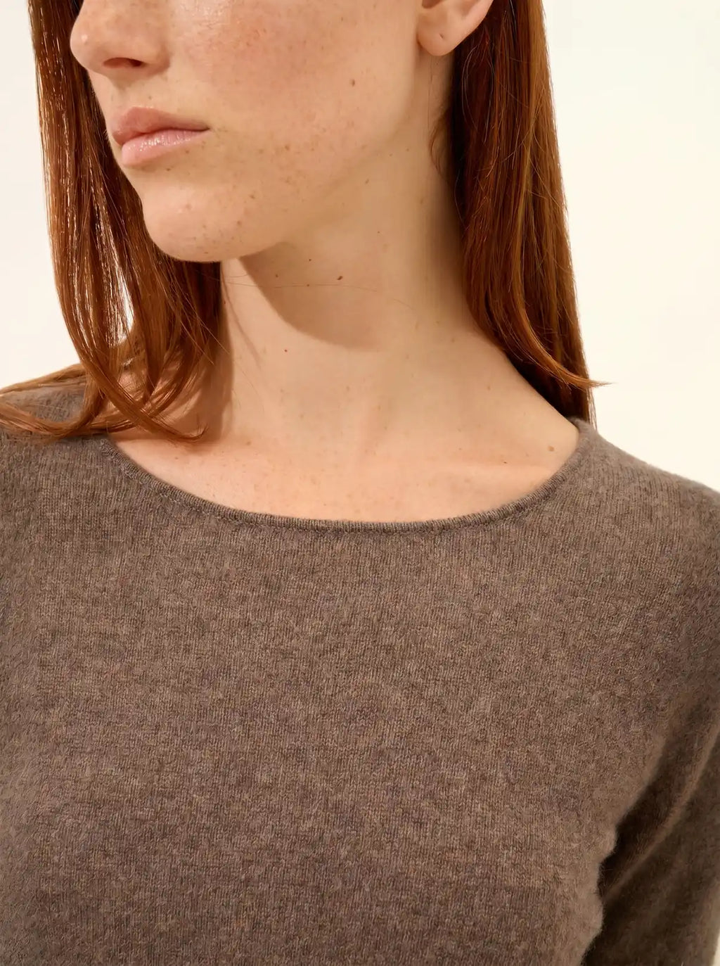 VIVIAN Pull Col Rond Taupe Chiné