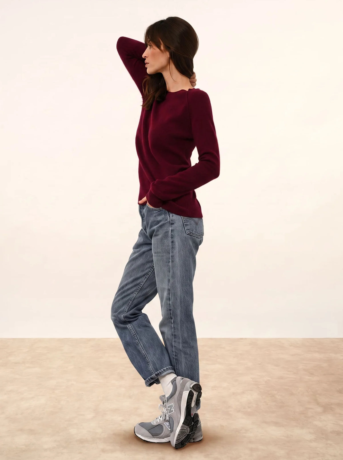 HELEN Pull Col Rond Bordeaux
