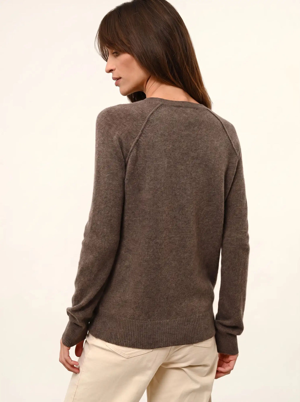 HELEN Pullover Rundhalsausschnitt Taupe meliert