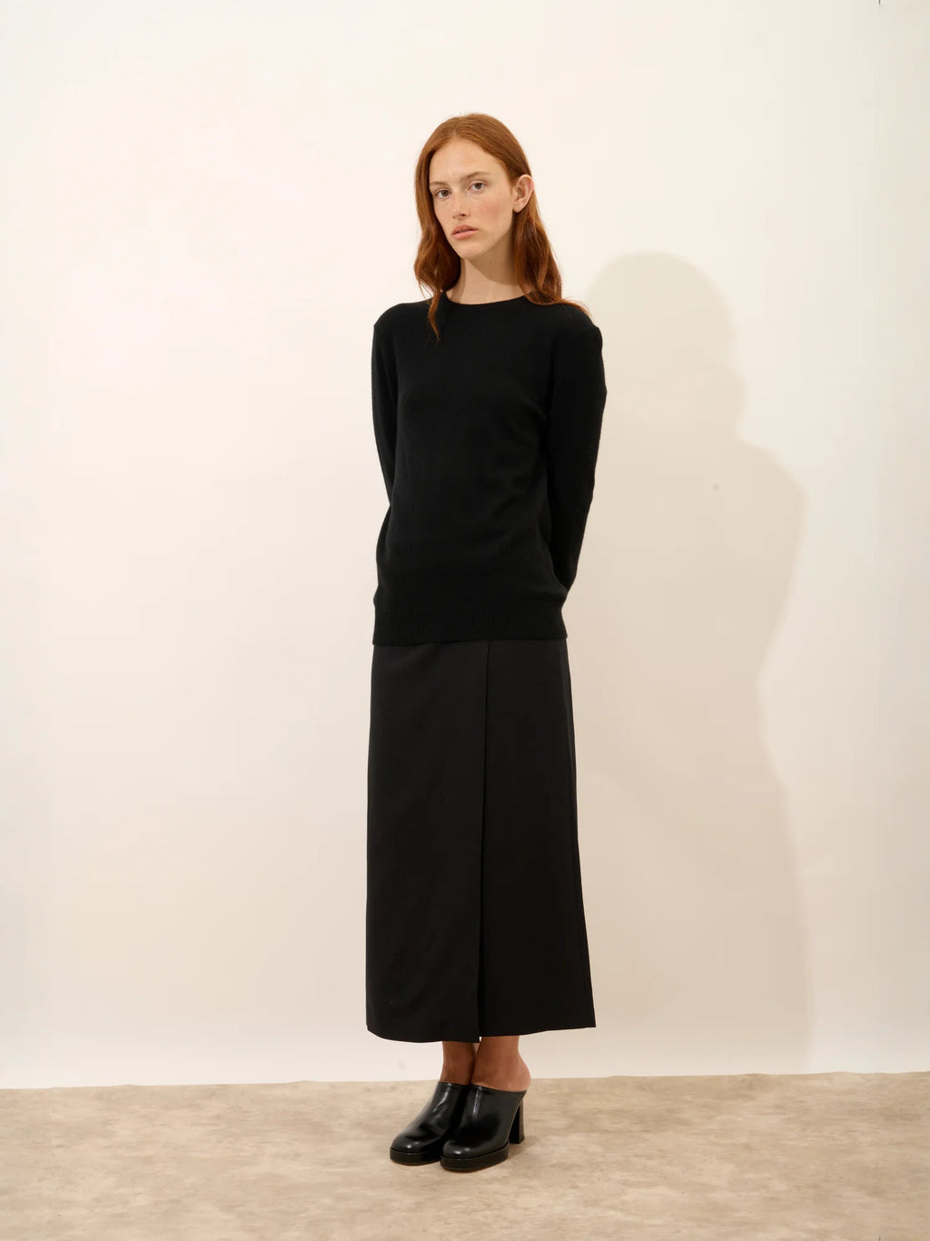 JANICE Pull Col Rond Boutonné Dos Noir