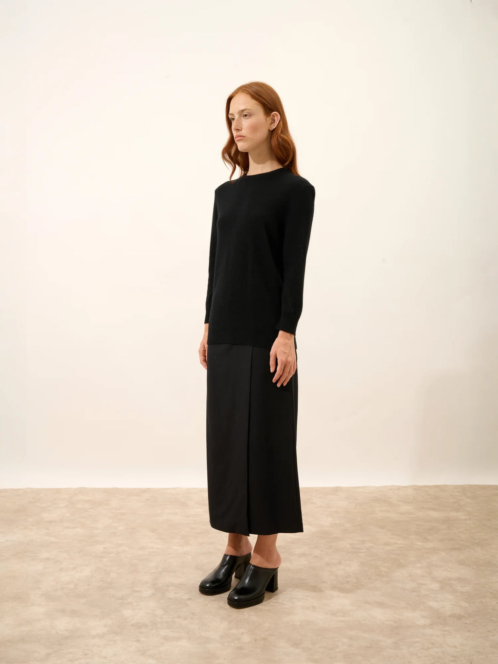 JANICE Pull Col Rond Boutonné Dos Noir