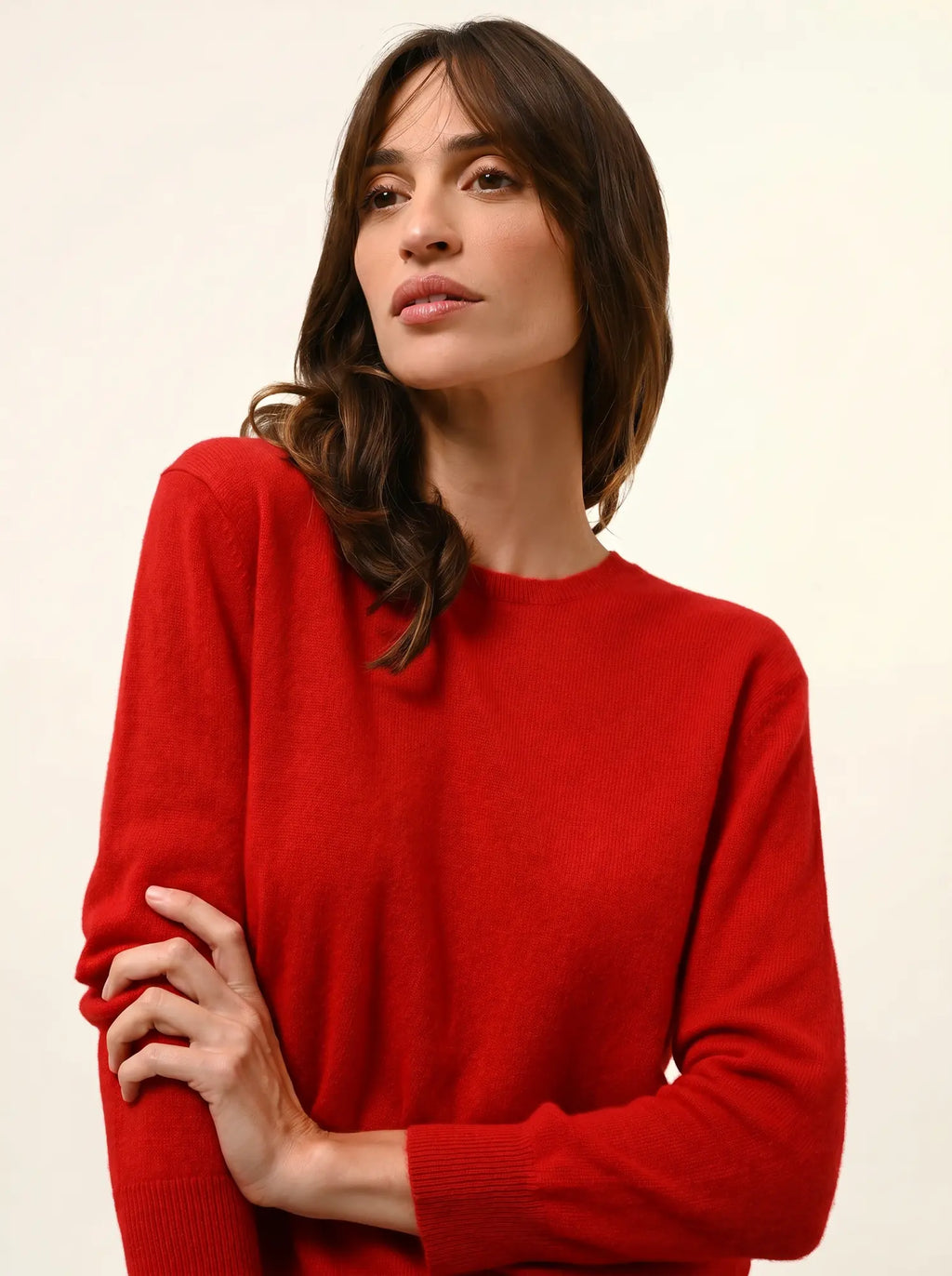 JANICE Pull Col Rond Boutonné Dos Rouge