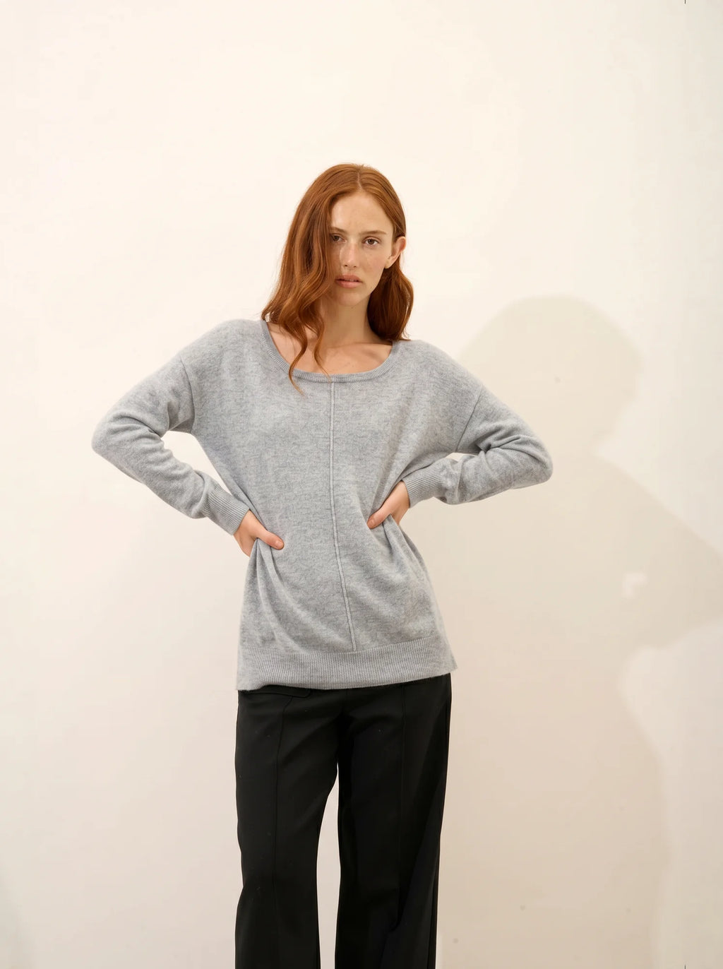 KAREN Pull Col Bateau Nuage Chiné