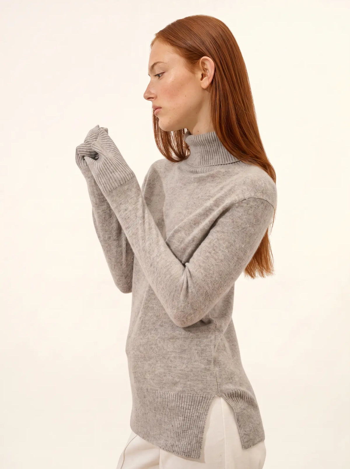 LEXIE Pull Col Roulé Nuage Chiné