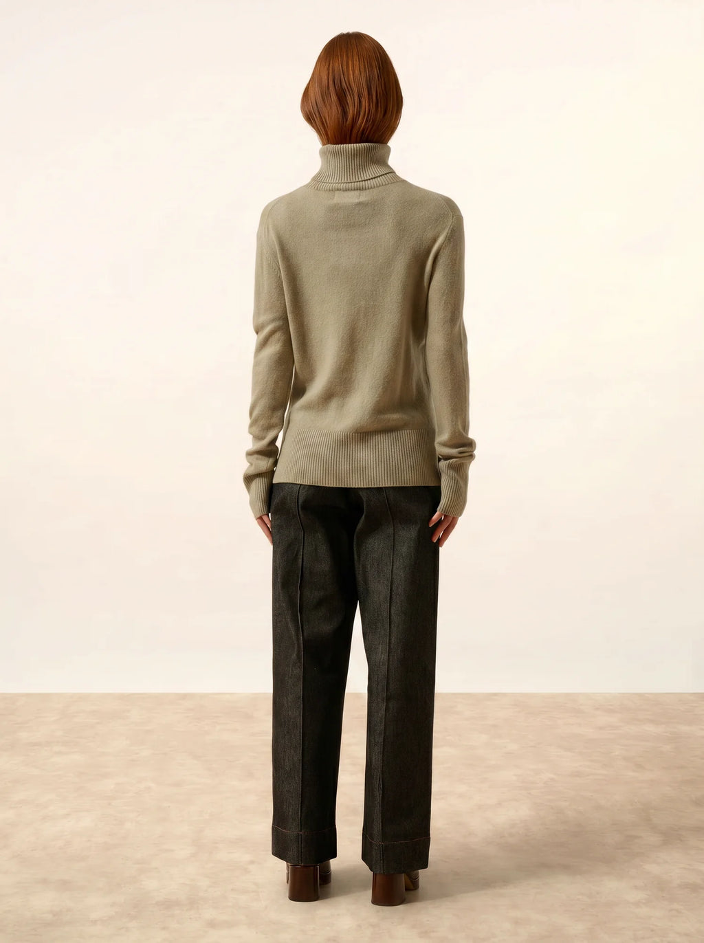 LEXIE Pull Col Roulé Olive