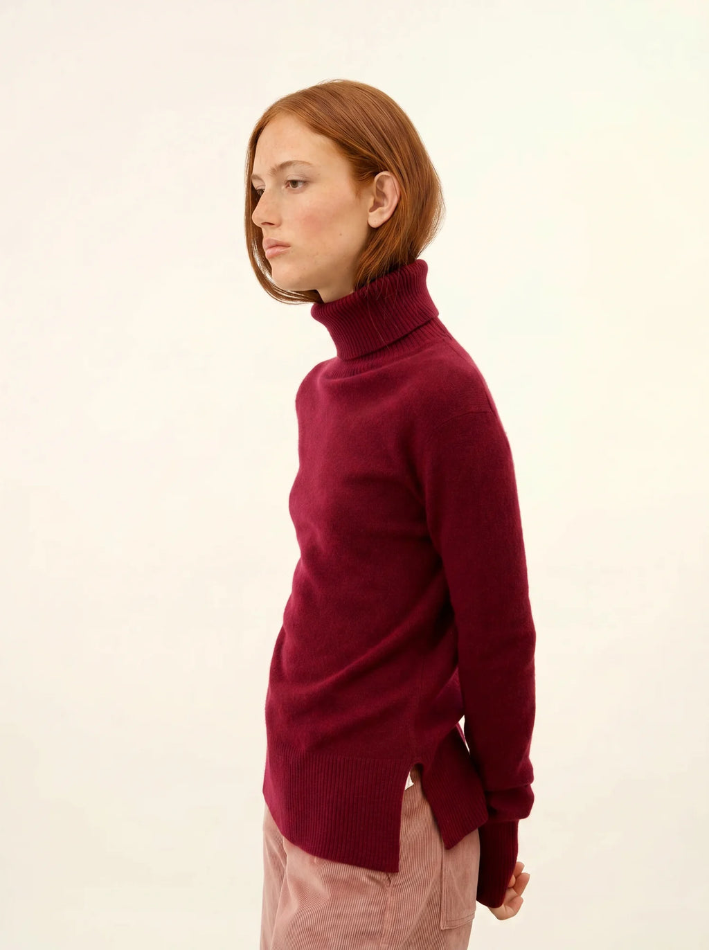 LEXIE Pull Col Roulé Bordeaux