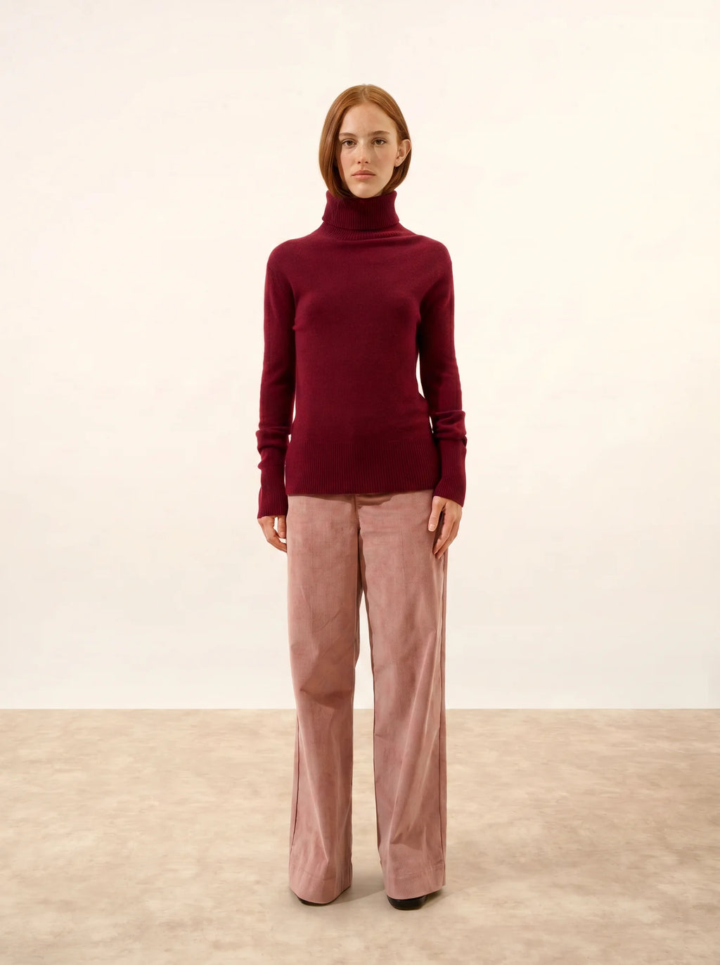LEXIE Pull Col Roulé Bordeaux