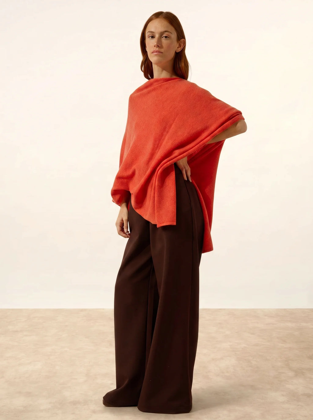 MEREDITH Poncho Orange Chiné