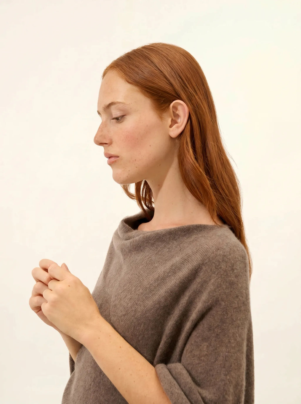 MEREDITH Poncho Taupe Chiné