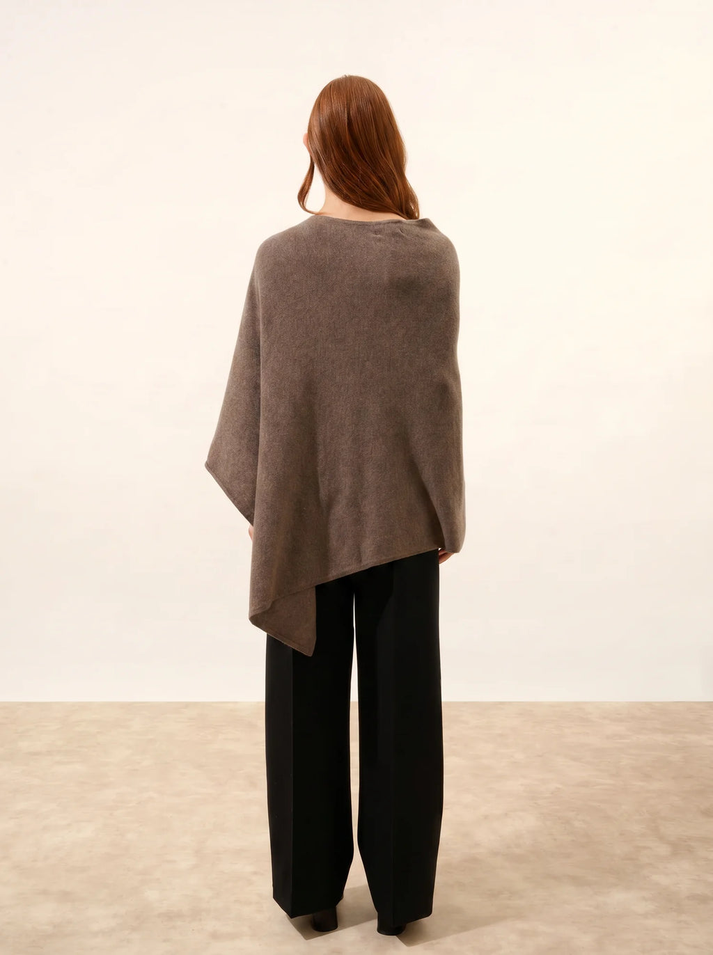 MEREDITH Poncho Taupe Chiné