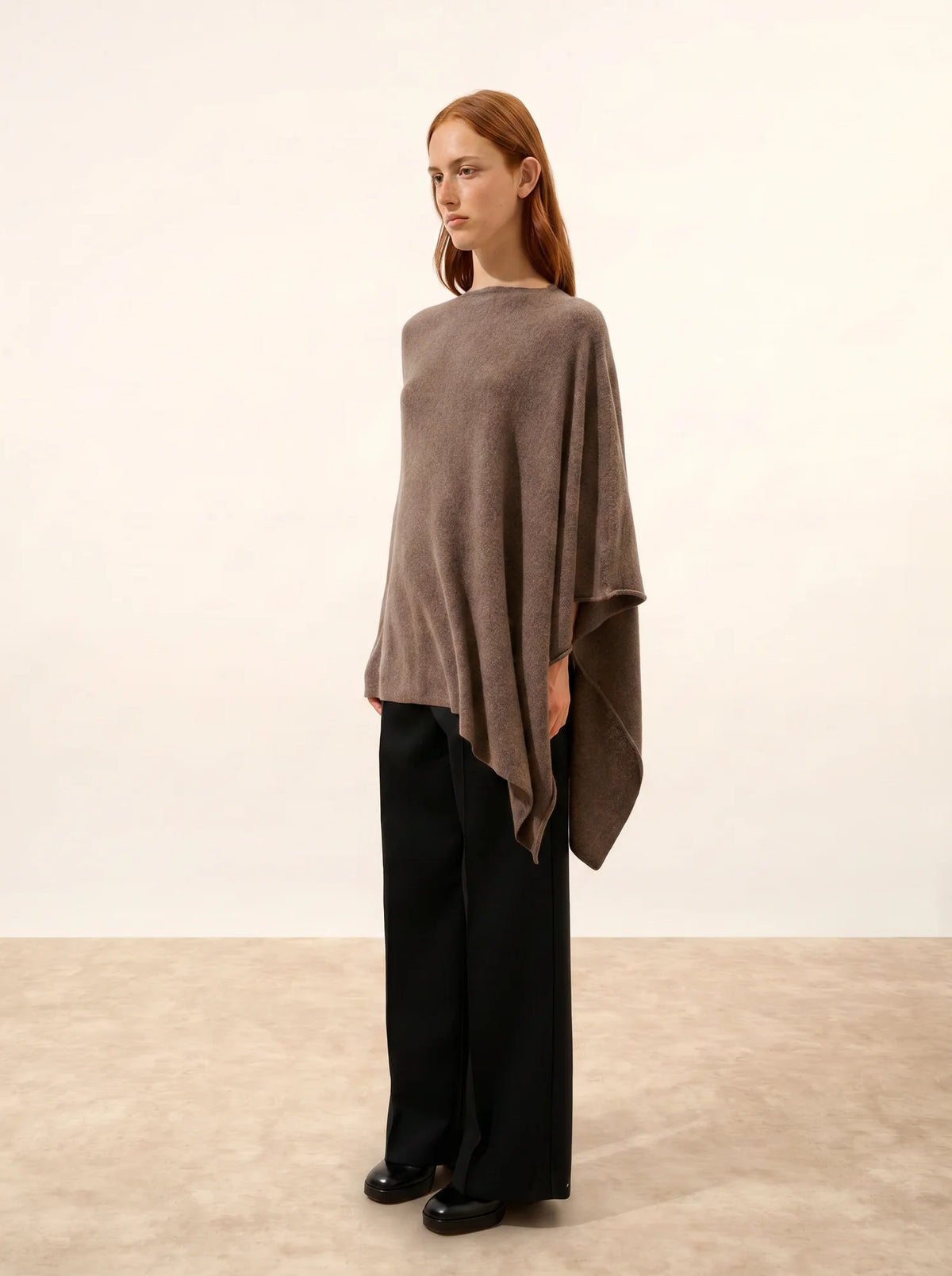 MEREDITH Poncho Taupe Chiné
