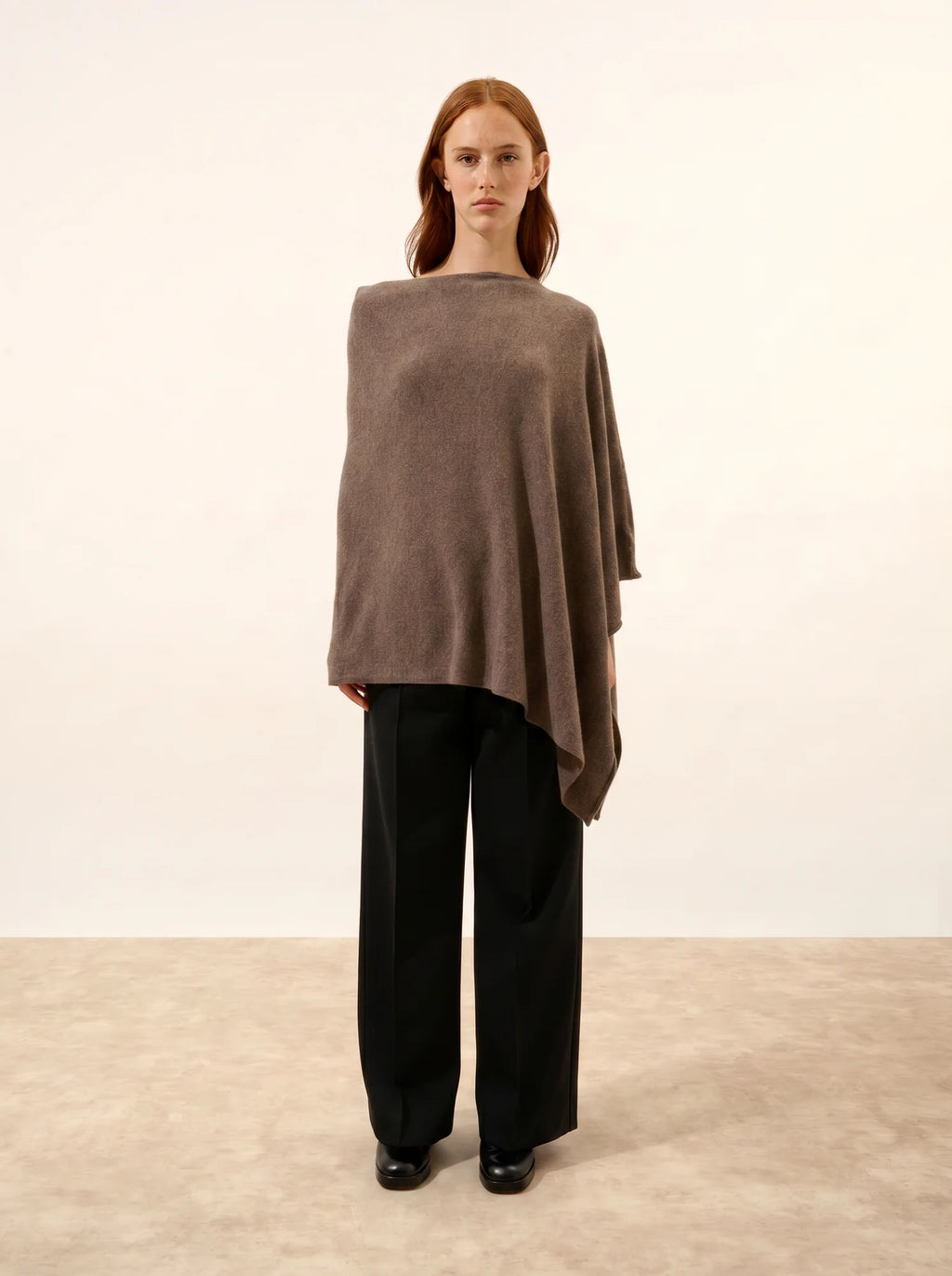MEREDITH Poncho Taupe Chiné