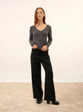 JOAN Pull Col V Anthracite Chiné