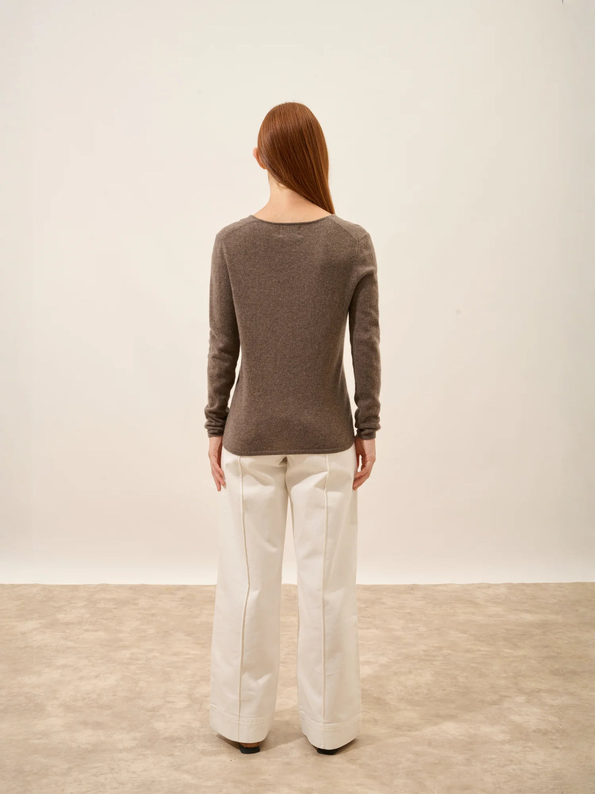 JOAN Pull Col V Taupe Chiné