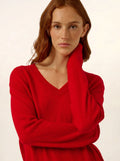 NORA Pull Col V Rouge