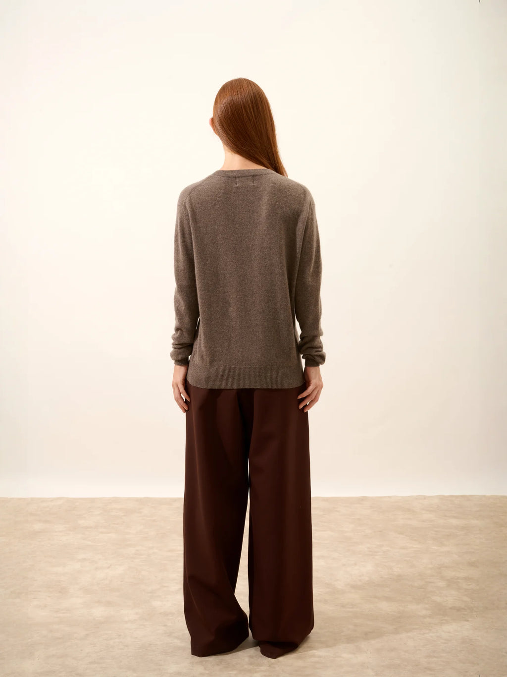 NORA Pullover V-Ausschnitt Taupe meliert