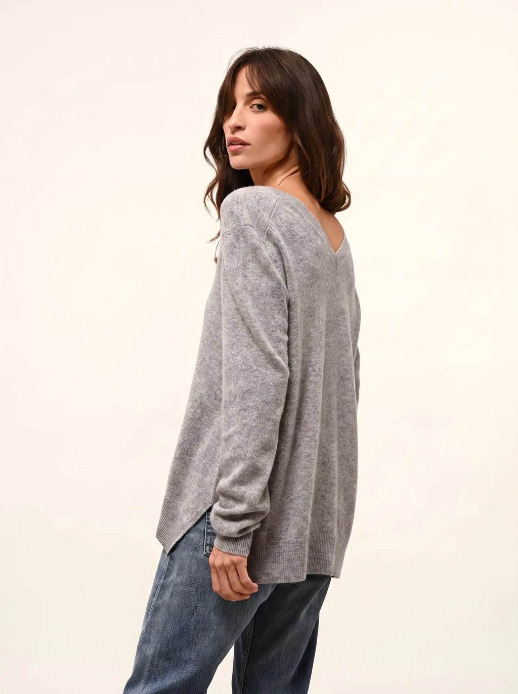 OPAL Sweater V-Neck Front and Back Heather Cloud