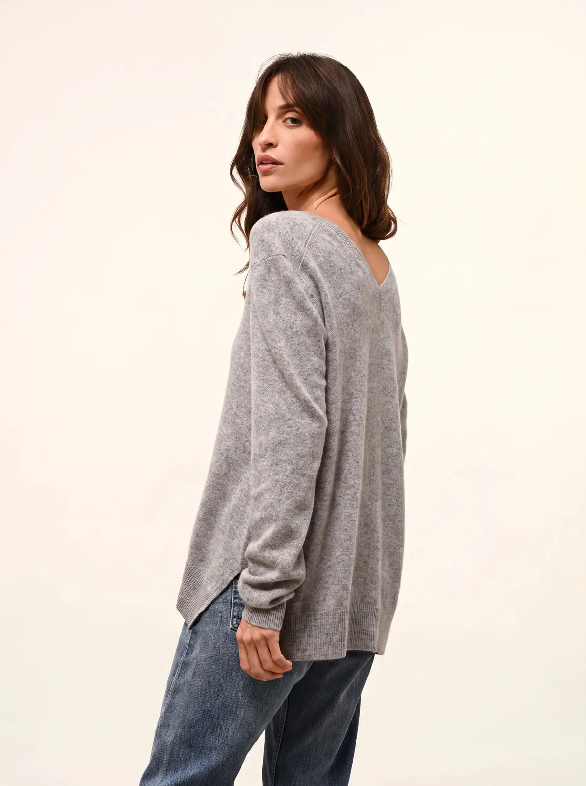OPAL Sweater V-Neck Front and Back Heather Cloud