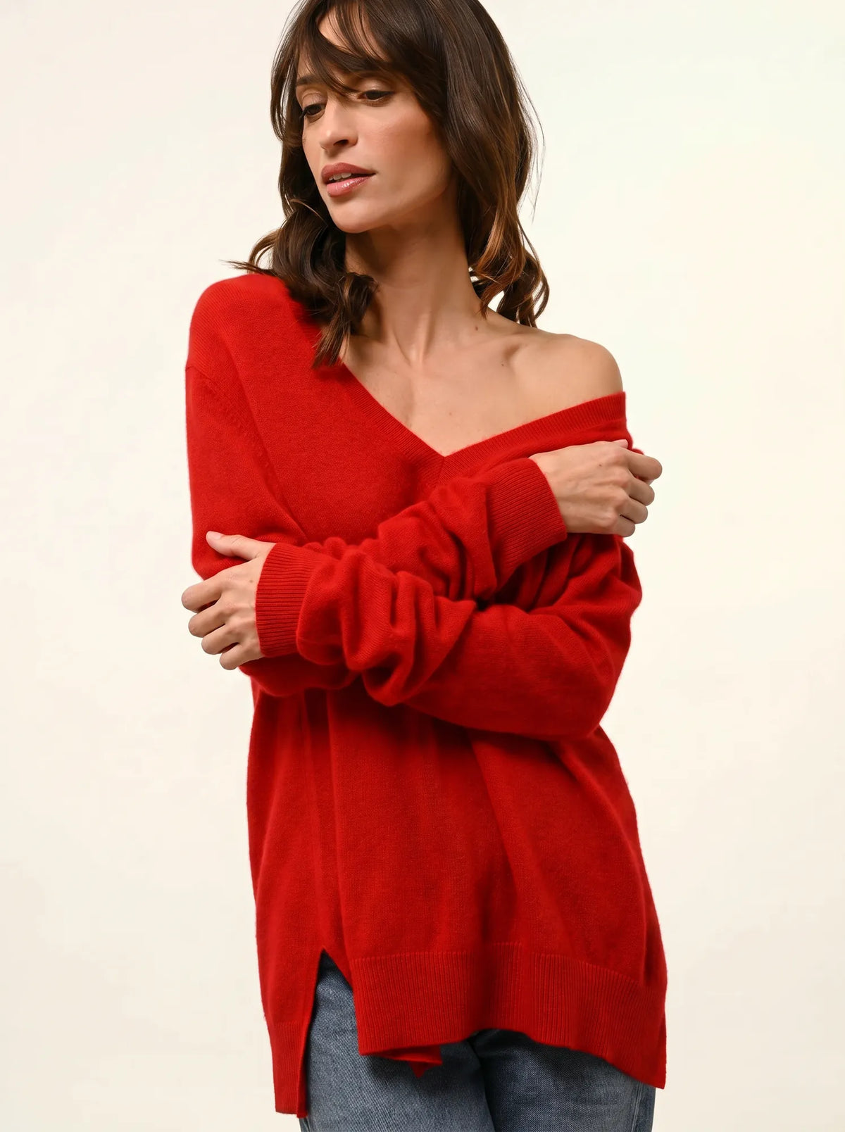 OPAL Pullover V-Ausschnitt vorne und hinten Rot