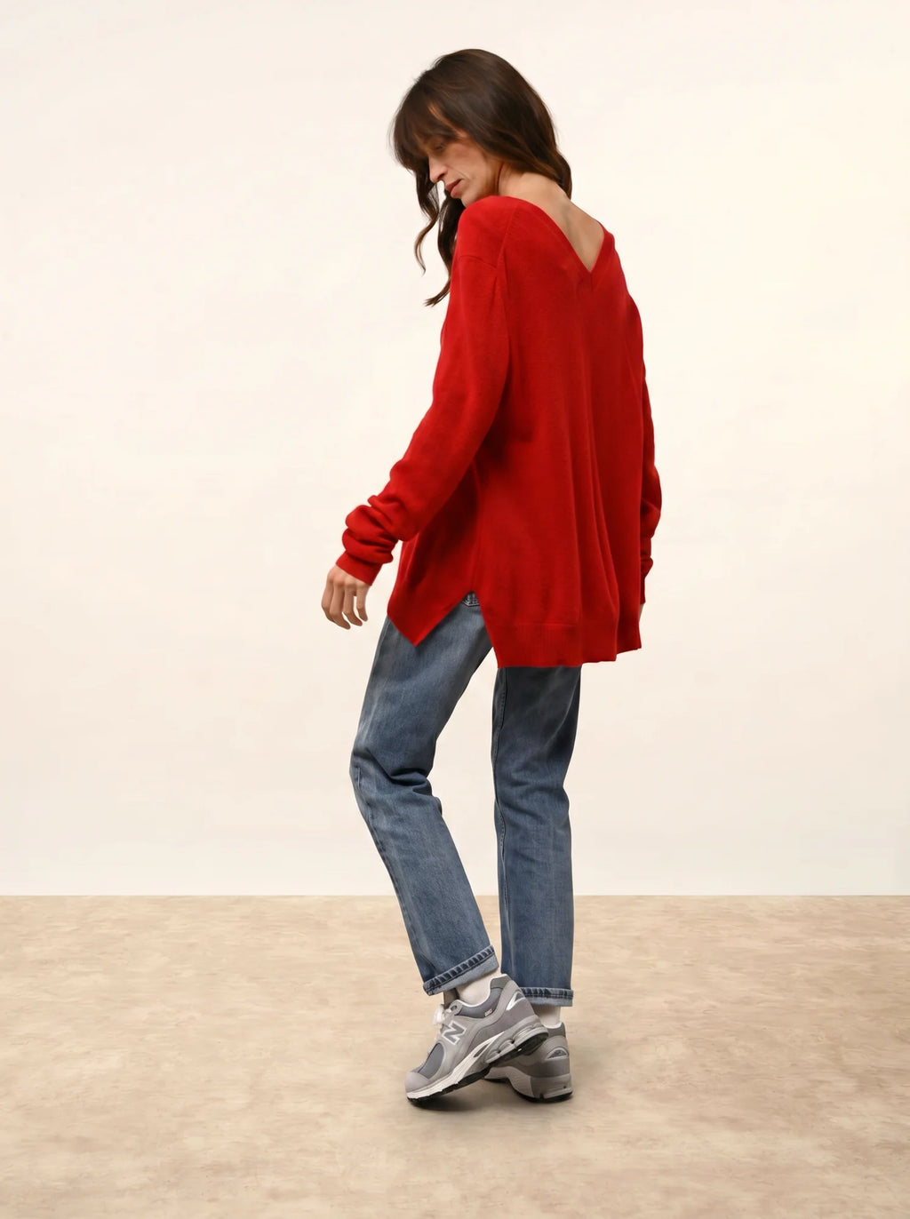 OPAL Pullover V-Ausschnitt vorne und hinten Rot