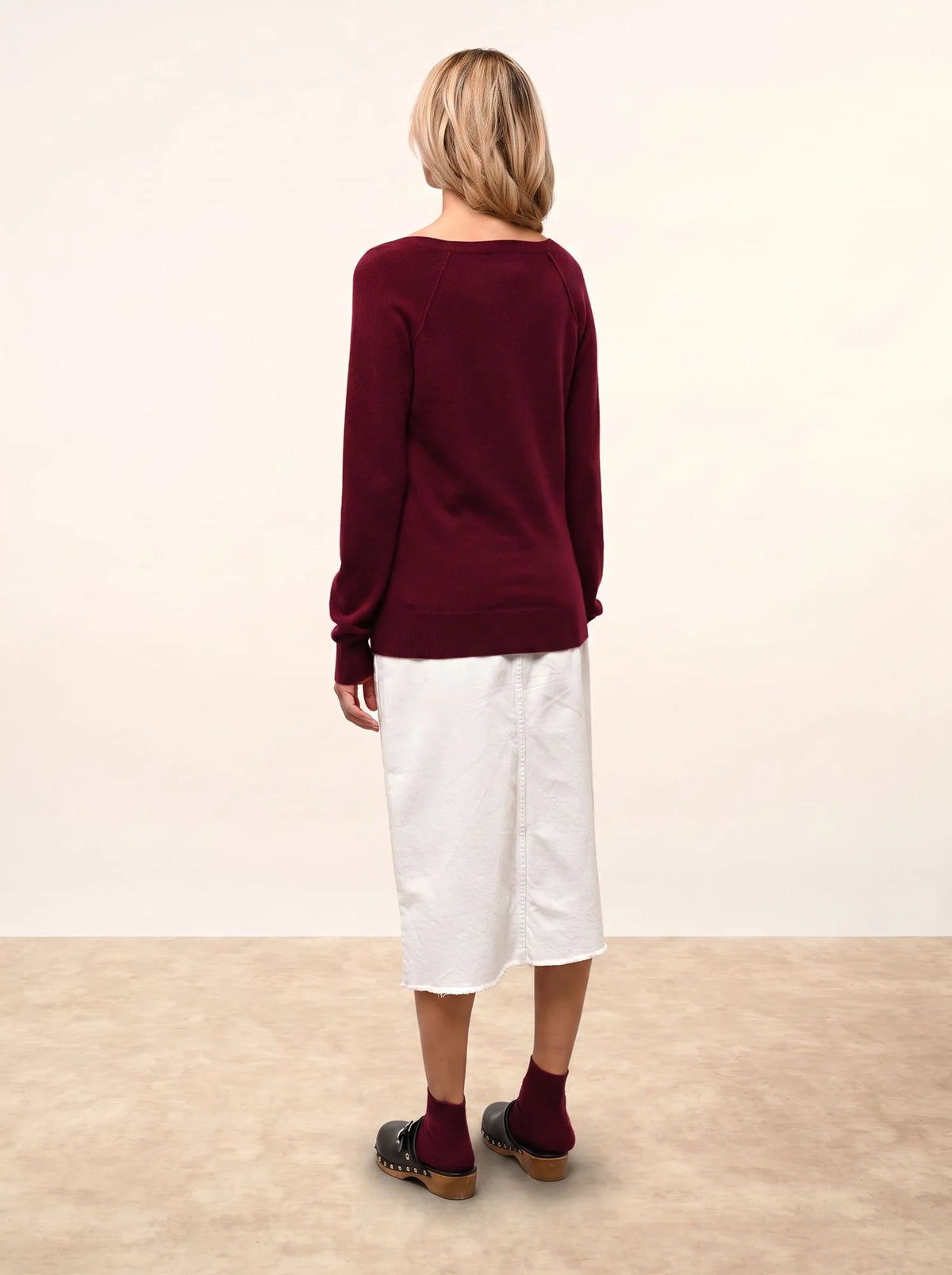 PHOEBE Pull Col V Bordeaux