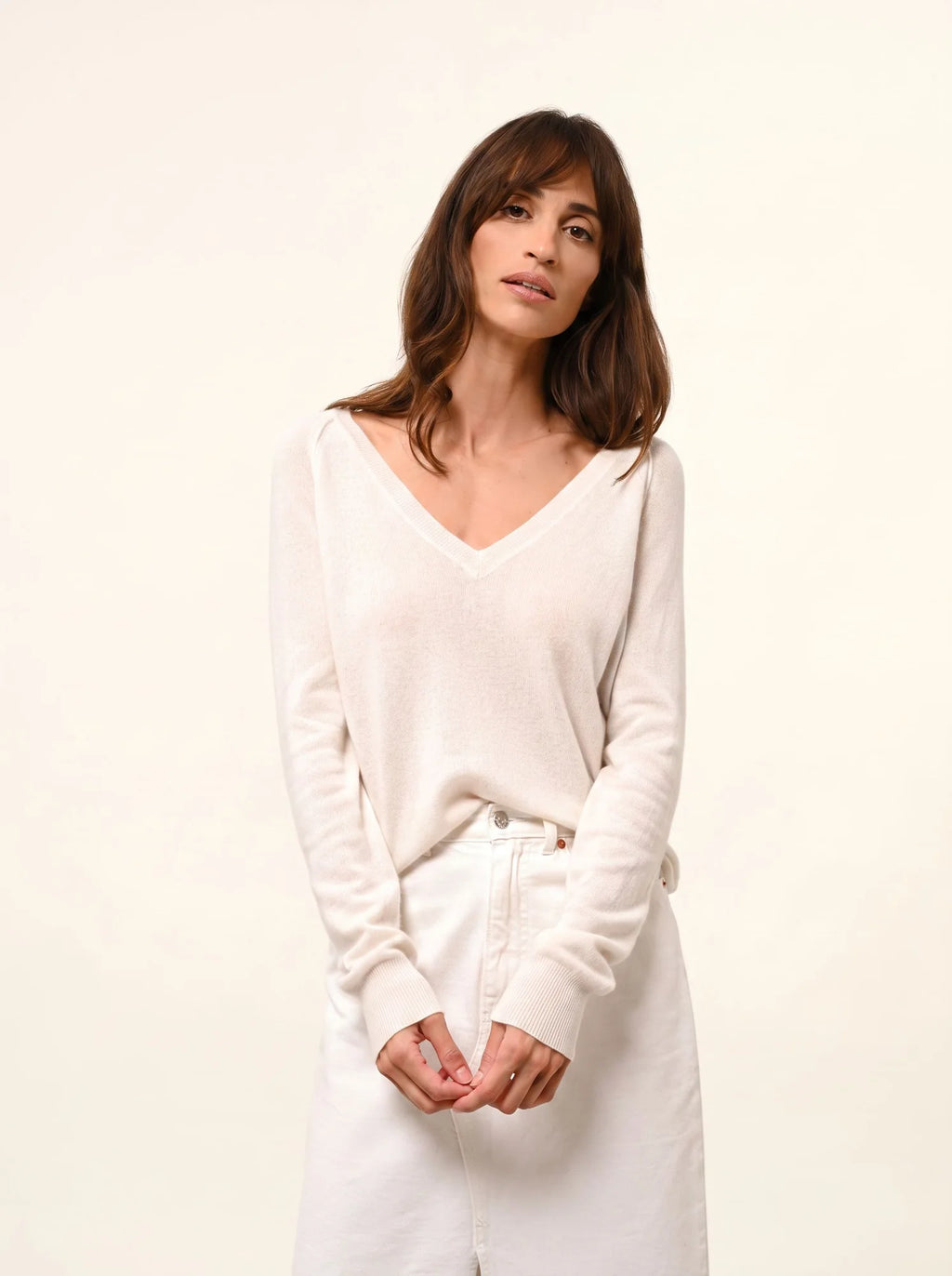 PHOEBE Sweater V-Neck Ivory