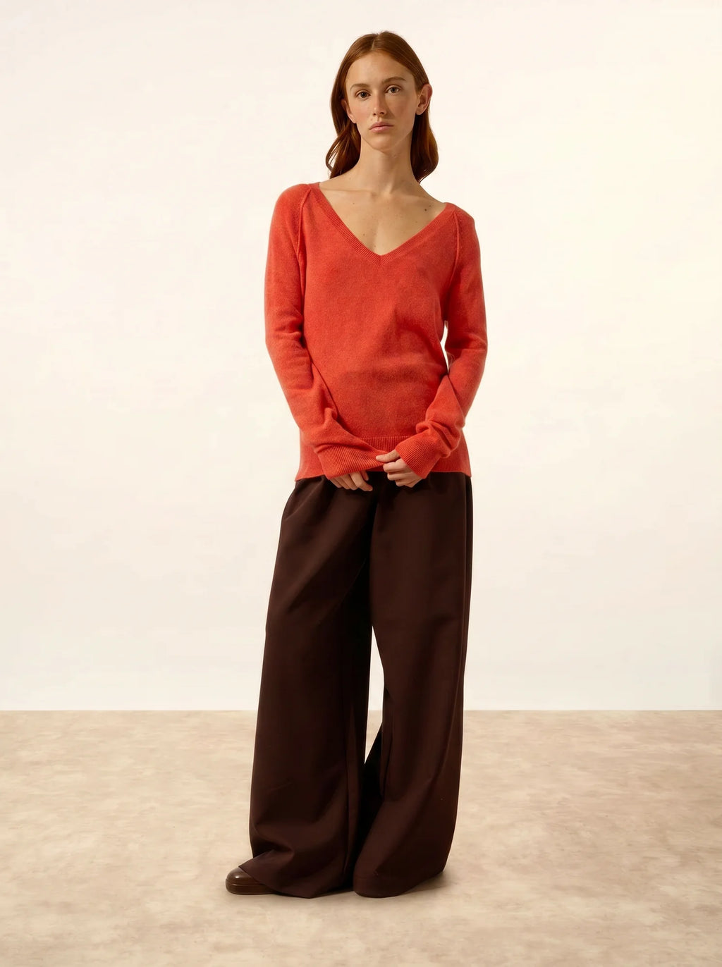 PHOEBE Pullover V-Ausschnitt Orange meliert