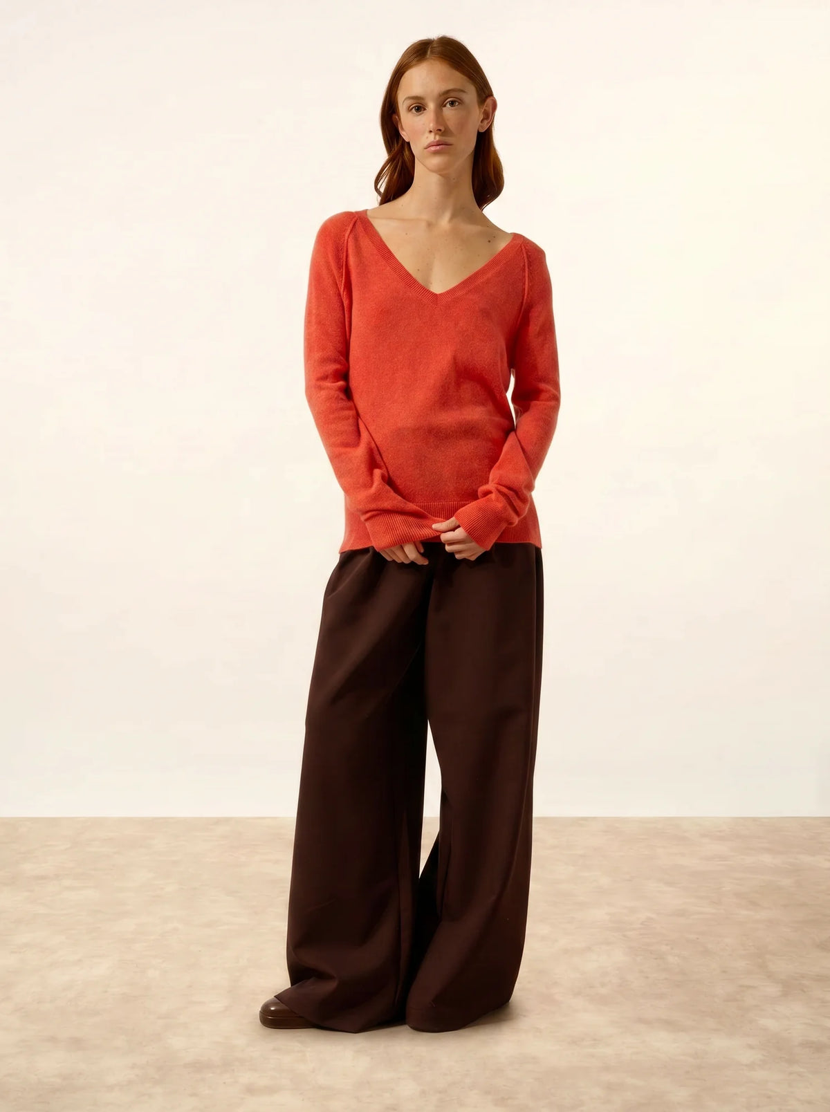 PHOEBE Pullover V-Ausschnitt Orange meliert