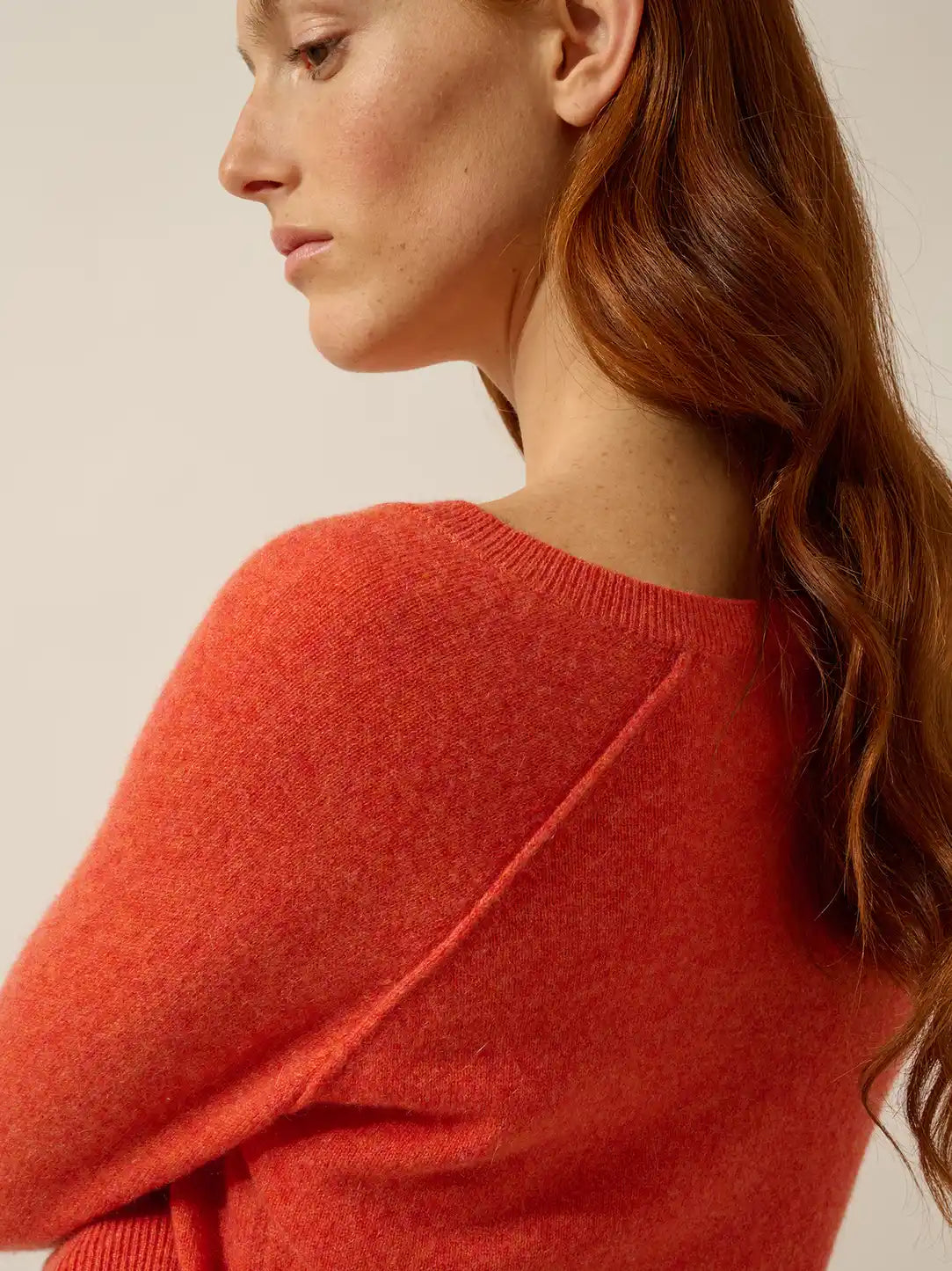 PHOEBE Pullover V-Ausschnitt Orange meliert